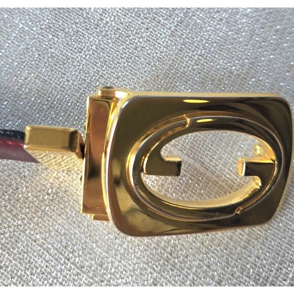 Gucci Vintage Reversible Leather Belt With Gold Tone Buckle‎ main image 12